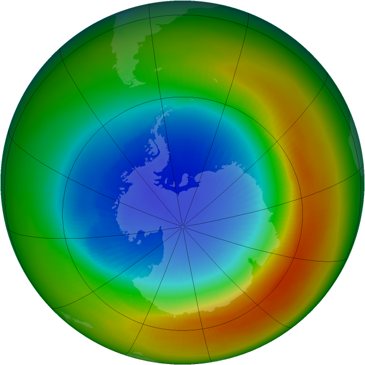 Antarctic ozone map for September 1988